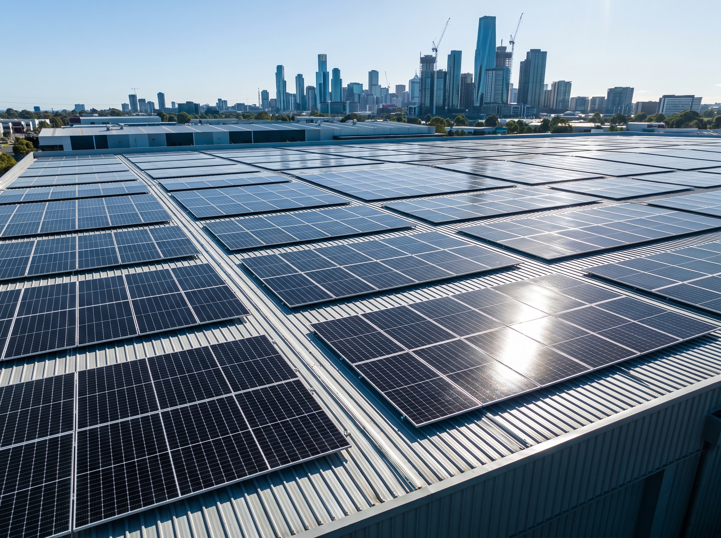Commercial rooftop solar array that generates renewable energy certificates