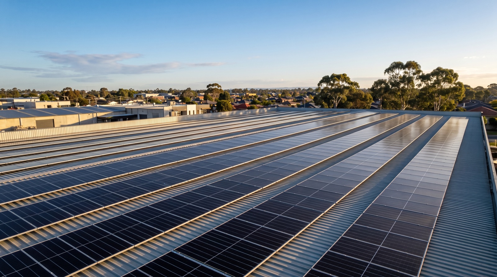 Commercial solar installation on an Australian business roof