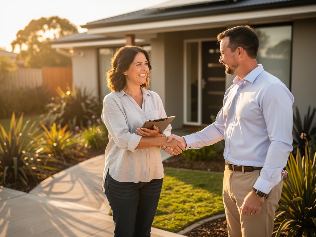 Homeowner shaking hands with solar consultant after agreeing on Solar Power Installation Price in Australia