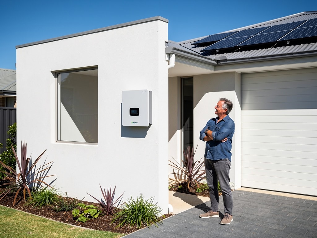 Australian homeowner reviewing inverter system linked to Solar Power Installation Price