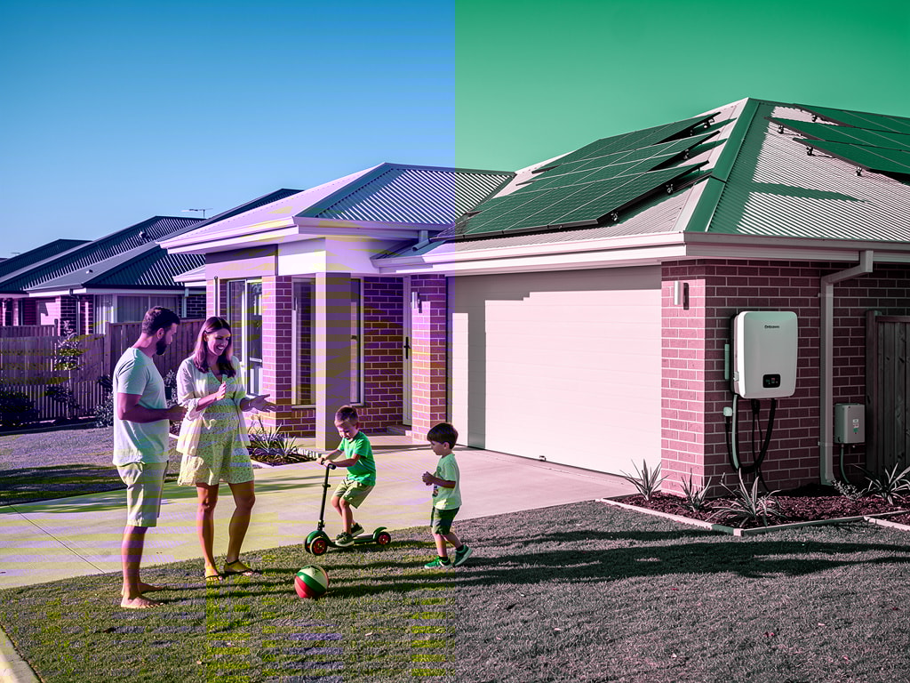 Family outside solar home benefiting from Solar savings estimator to measure payback period