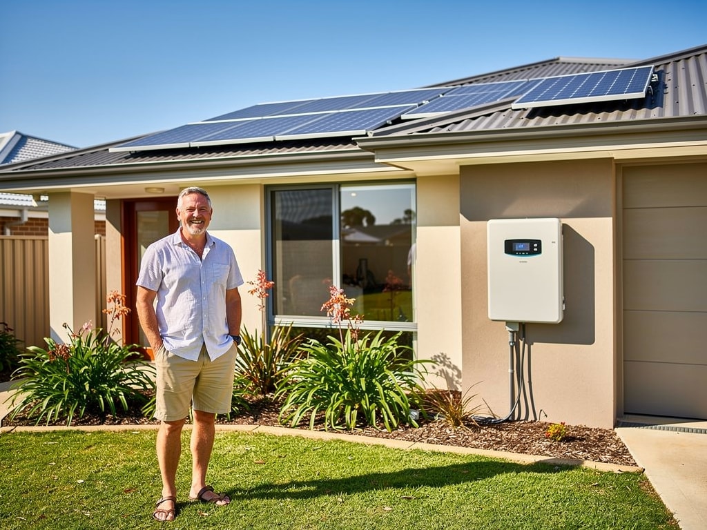Australian home with rooftop panels and wall battery answering what size solar battery do I need